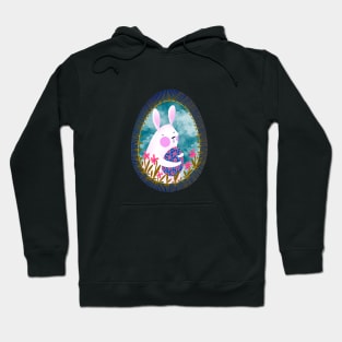 Cute white bunny with floral easter egg decoration, version 6 Hoodie